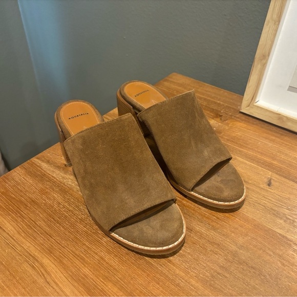 Aquatalia Brown Suede Mules, size 7.5 - Picture 2 of 4